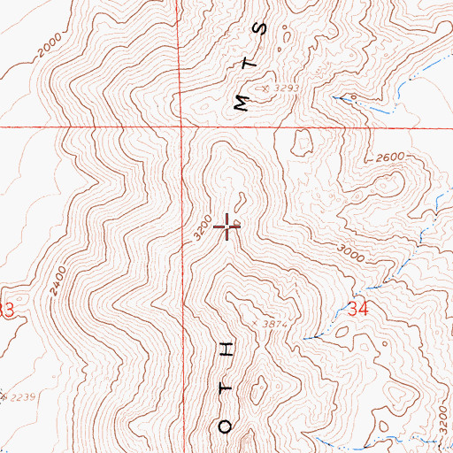 Topographic Map of Sawtooth Mountains, CA
