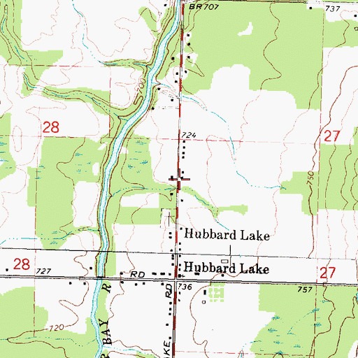 Topographic Map of Hubbard Lake Post Office, MI