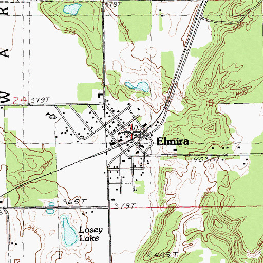 Topographic Map of Elmira Post Office, MI