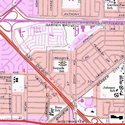 Topographic Map of Sequoia Elementary School, CA