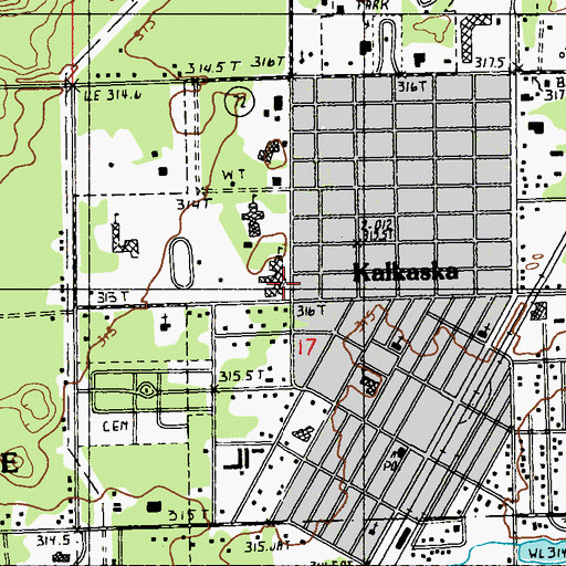 Topographic Map of Kalkaska High School, MI