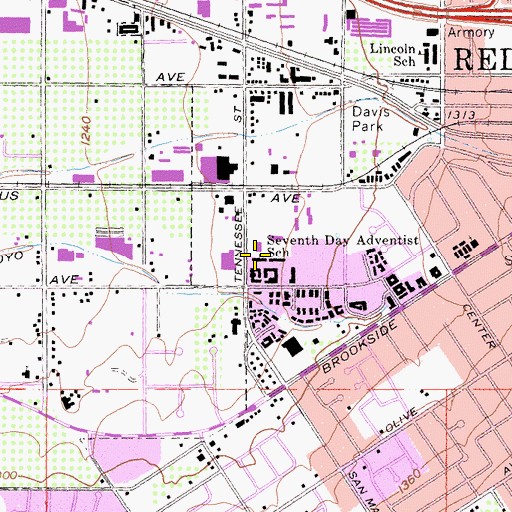 Topographic Map of Seventh Day Adventist School, CA