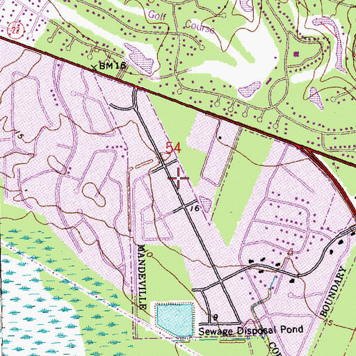 Topographic Map of Cedarwood School, LA