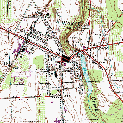 Topographic Map of Wolcott Village Hall, NY