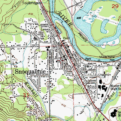 Topographic Map of Mountain View School, WA