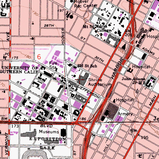 Topographic Map of Shrine Auditorium, CA