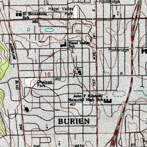 Topographic Map of Glendale Lutheran School, WA