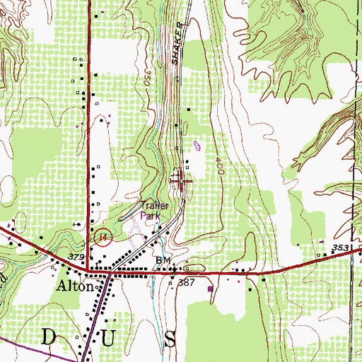 Topographic Map of Alton Cemetery, NY
