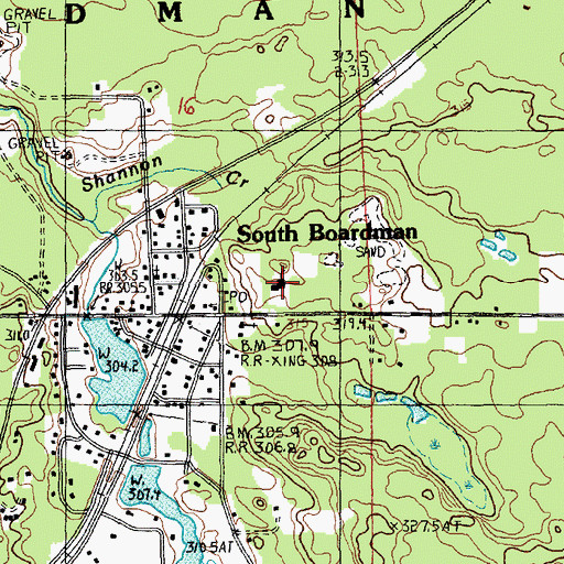 Topographic Map of South Boardman Elementary School, MI