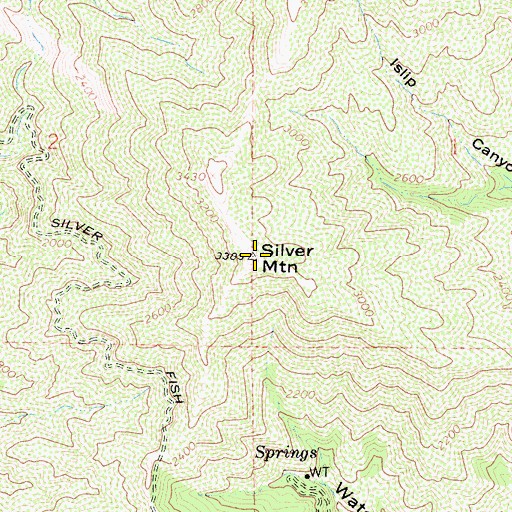 Topographic Map of Silver Mountain, CA