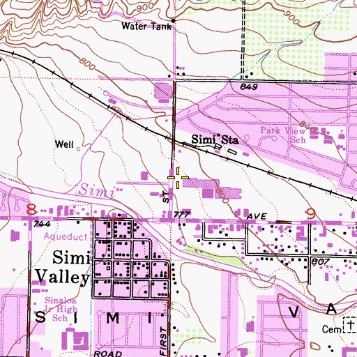 Topographic Map of Simi, CA