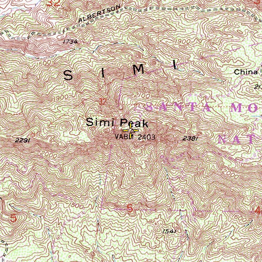 Topographic Map of Simi Peak, CA