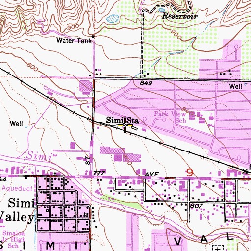 Topographic Map of Simi Station, CA