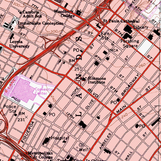 Topographic Map of Simmons Institute, CA