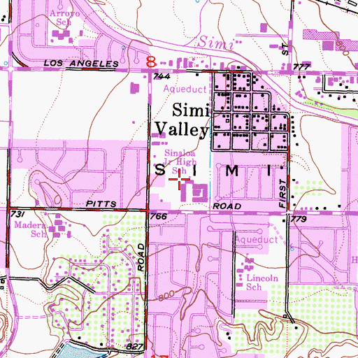 Topographic Map of Sinaloa Junior High School, CA