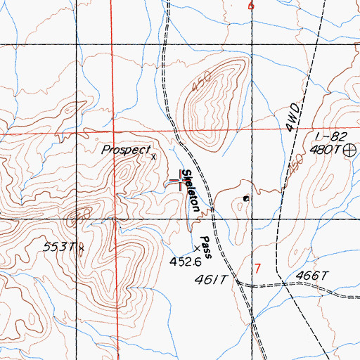 Topographic Map of Skeleton Pass, CA