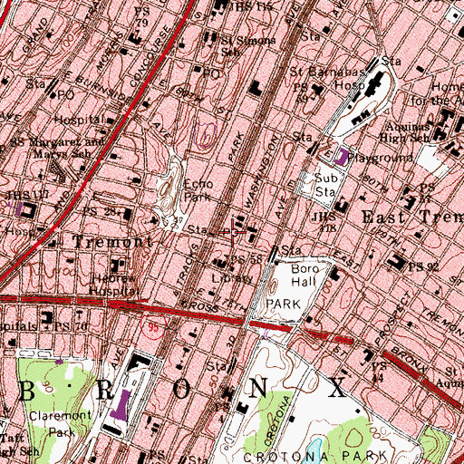 Topographic Map of Crotona Theatre (historical), NY