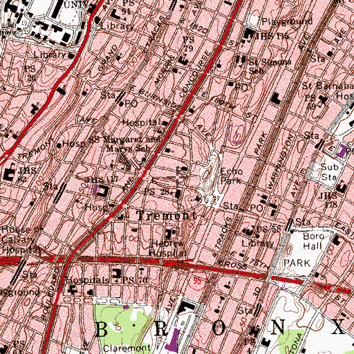 Topographic Map of Devon Theatre (historical), NY