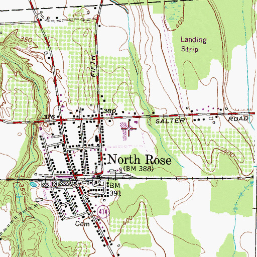 Topographic Map of North Rose Elementary School, NY