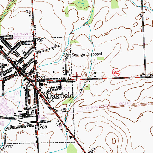 Topographic Map of Town of Oakfield Highway Department, NY