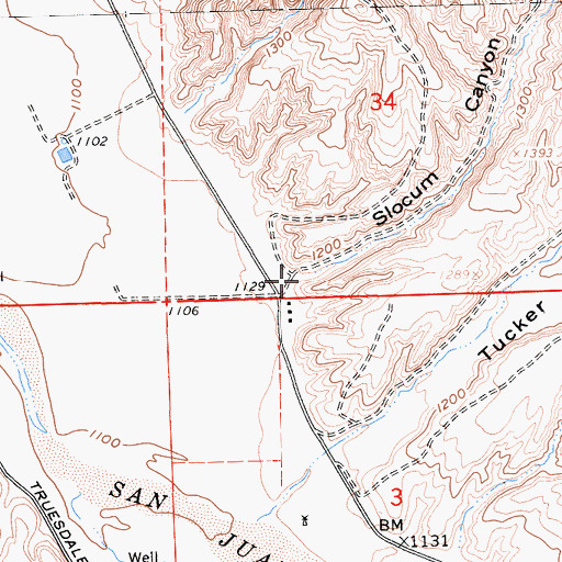 Topographic Map of Slocum Canyon, CA