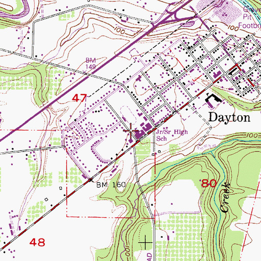 Topographic Map of Dayton Junior High School, OR