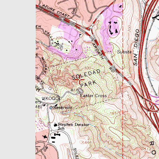 Topographic Map of Soledad Park, CA