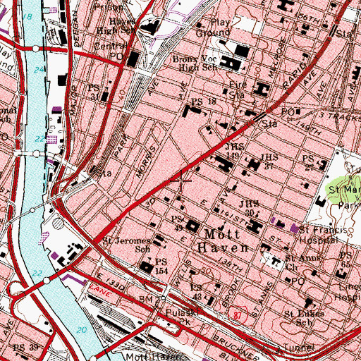 Topographic Map of Metropolis Theatre (historical), NY