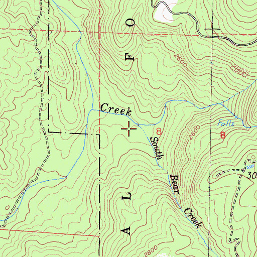 Topographic Map of South Bear Creek, CA