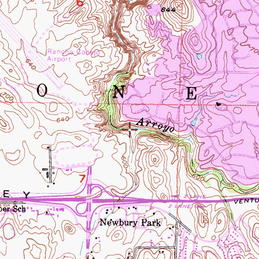 Topographic Map of South Branch Arroyo Conejo, CA