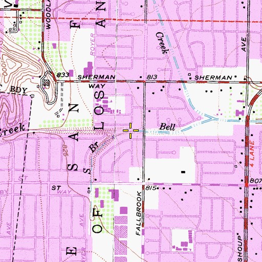Topographic Map of South Branch Bell Creek, CA