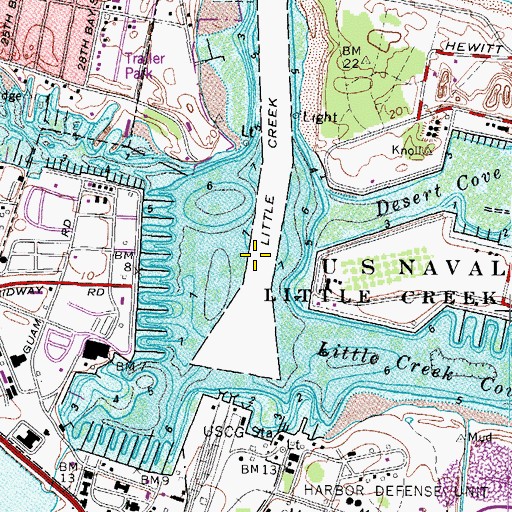Topographic Map of Little Creek Harbor, VA