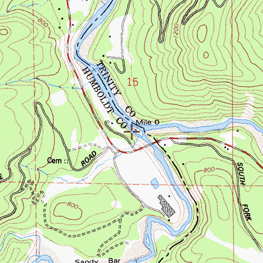 Topographic Map of South Fork Trinity River, CA