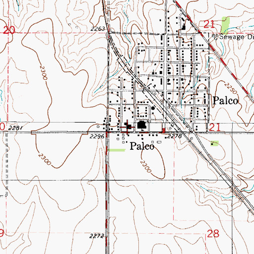 Topographic Map of Palco Elementary School, KS