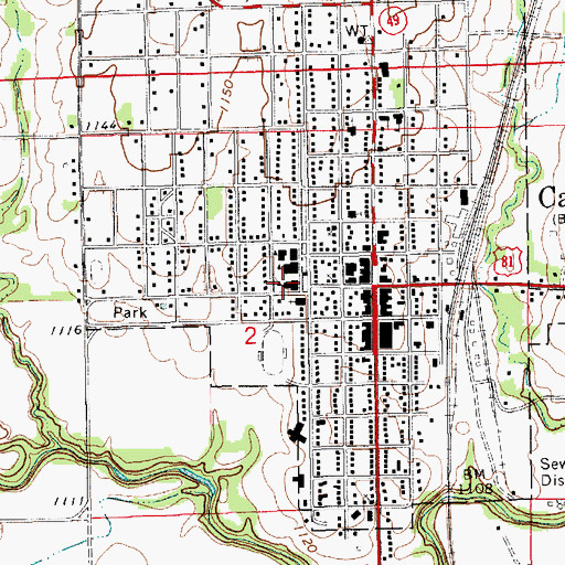 Topographic Map of Caldwell Elementary School, KS