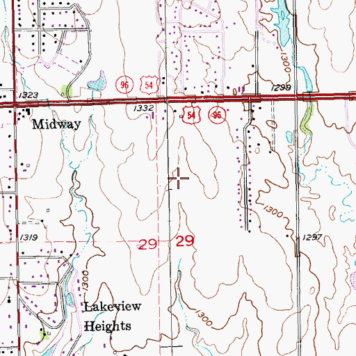 Topographic Map of Prairie Creek Elementary School, KS