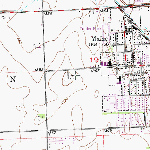 Topographic Map of Complete High School Maize, KS