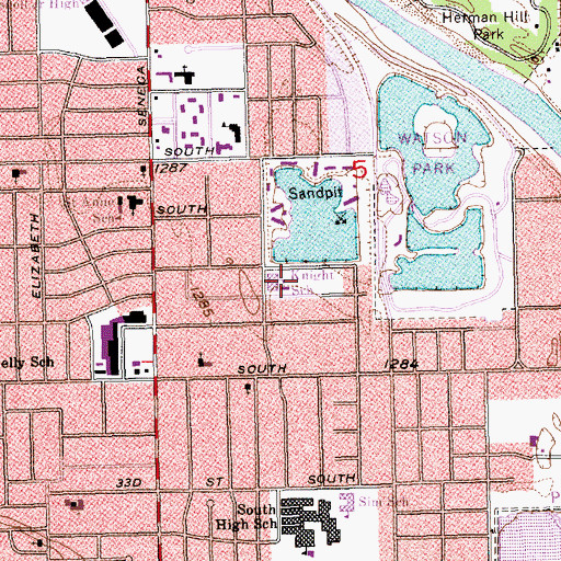 Topographic Map of Enders Open Magnet Elementary School, KS