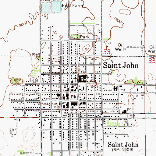 Topographic Map of St. John Elementary School, KS