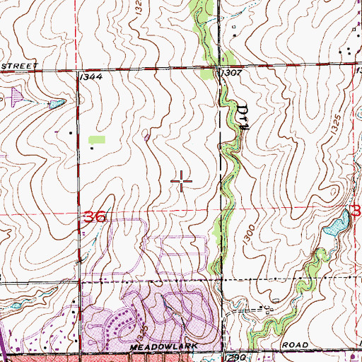 Topographic Map of Derby Hills Elementary School, KS