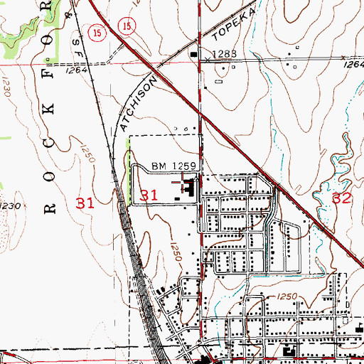 Topographic Map of Mulvane Middle School, KS