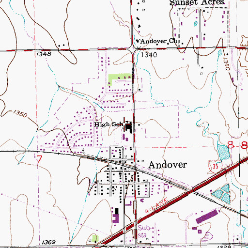 Topographic Map of Cottonwood Elementary School, KS