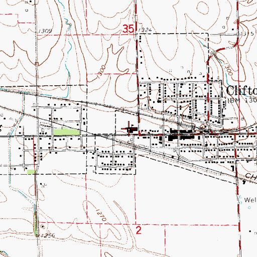 Topographic Map of Clifton - Clyde Middle School, KS