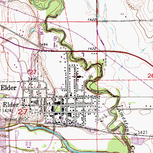 Topographic Map of Lakeside Elementary School - Glen Elder, KS