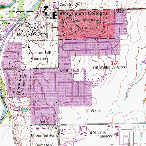 Topographic Map of Meadowlark Ridge Elementary School, KS