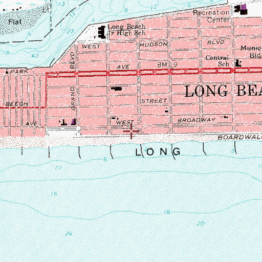Topographic Map of Hebrew Academy of Long Beach, NY