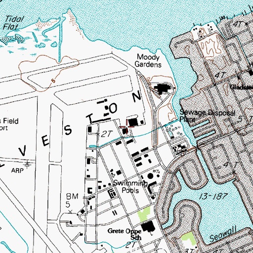 Topographic Map of Schlitterbahn Galveston Island Waterpark, TX