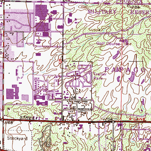 Topographic Map of Papago Peaks Village, AZ