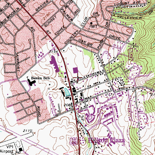 Topographic Map of Blacksburg Christian School, VA