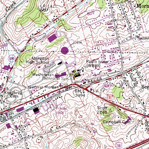 Topographic Map of Washington County Skill Center, VA